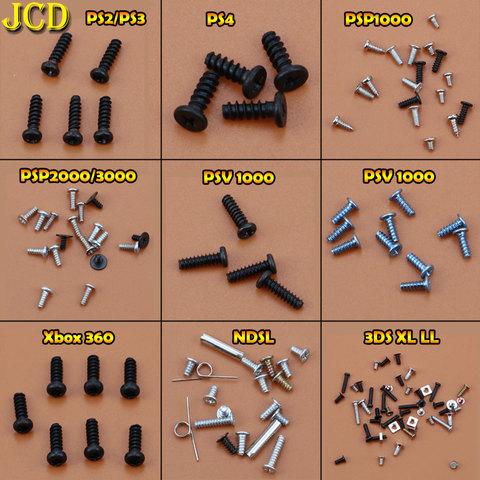 JCD Screw Kit For PS2 PS3 PS4 PSP1000 PSP2000 PSP3000 PSV1000 for Xbox 360 for Nintendo DS Lite NDSL Screws set replacement Part ► Photo 1/6