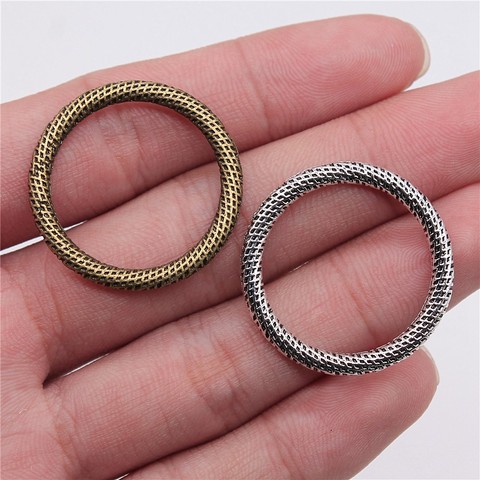 WYSIWYG 3pcs Charms Circle 29mm 2 Colors Antique Silver Color Antique Bronze Pendant Circle Connector Charms Jewelry Findings ► Photo 1/5