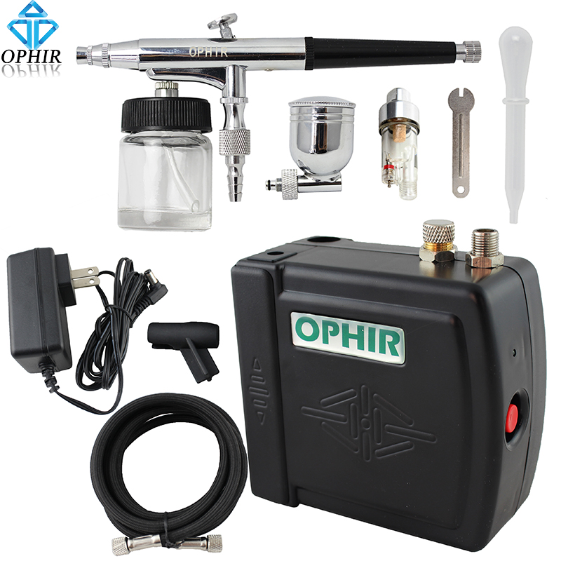 Ophir 0.3mm Nail Airbrush Kit With Air Compressor 12 Nail Inks 20x