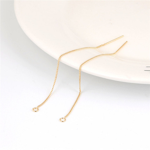 DIY Fashion Earring Gold Metal Copper Chains 80mm 2pcs Charms Pendant For Colthes Jewelry Bracelet Necklace Findings Hole 2mm ► Photo 1/6