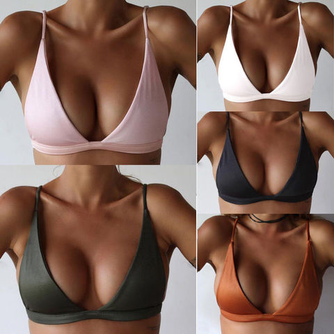 Sexy Women Solid Bandage Bikini Top Push-up Padded Bra Bralette Swimsuit Swimwear Beach Bathing suit Underwear ► Photo 1/6