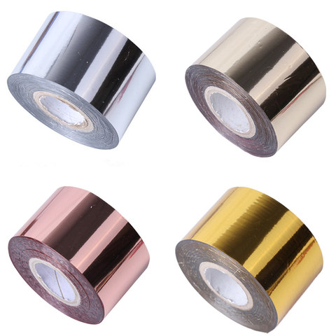 1 roll Silver Gold Nail Foil Metal Effect Starry Foil Paper Transfer Sticker Manicure Nail Decorations 4cm*120m Tape ► Photo 1/5
