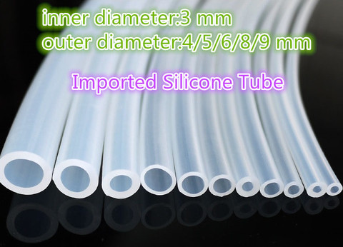 1PCS  YT829  Imported Silicone Tube  ID3 mm* OD 4/5/6/8/9 mm  Plumbing Hoses  1Meter  Food Grade Capillary Transparent Hose ► Photo 1/1