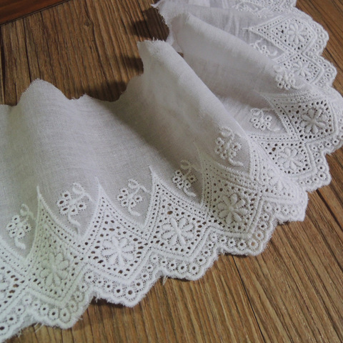 5Yards/lot Width 10cm White100% Cotton Embroidered Lace Fabrics, Women's Clothing Diy Lace Trim, Free Shipping RS517 ► Photo 1/2