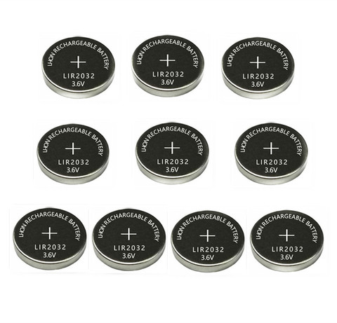 10PCS 3.6V LIR2032 lir 2032 lithium ion rechargeable battery 40mah Li-ion button coin cell replace for CR2032 CR 2032 ► Photo 1/4
