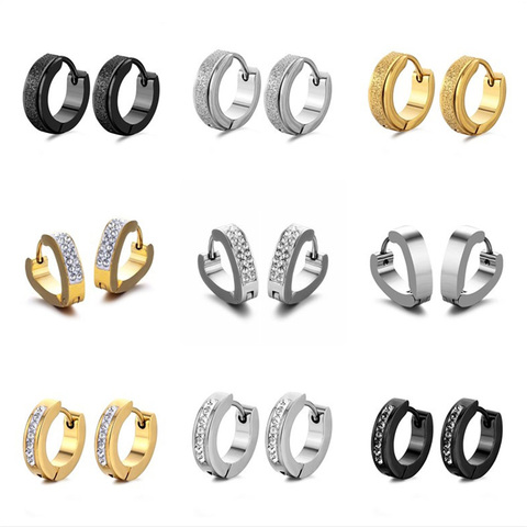 Stainless Steel Gold Hoop Earrings For Women Simple Punk Fashion