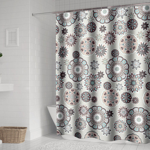 Bohemian Mandala Shower Curtains Bathroom Geometric Waterproof Bath Curtain Bathtub Bathing Cover Extra Large Wide 12 Hooks ► Photo 1/5