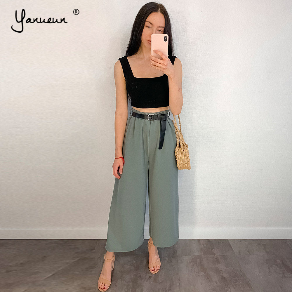 Yanueun Spring Summer Hot Sale Solid Wide Leg Pants Loose Pants Bow Ankle  Length Pants Women's High Waist Stylish Loose Pants - Price history &  Review