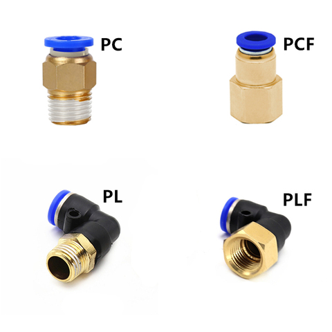 1PC PC/PCF/PL/PLF Pneumatic connector 4mm-12mm fitting thread 1/8