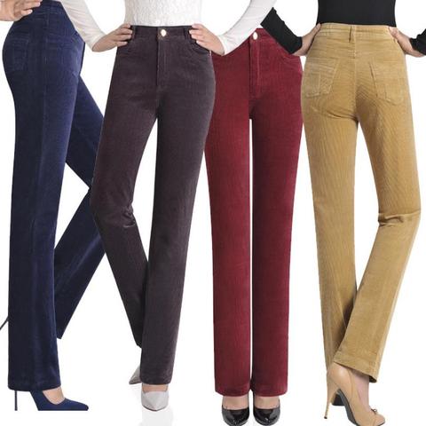 Hot Sale autumn and winter straight women pants velvet  trousers plus size 7xl Corduroy elastic waist women pants ► Photo 1/5