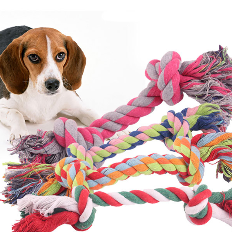 1Pc Pet Puppy Dog Cotton Knot Braided Colorful Teeth Clean Chew Toys Rope Tools 