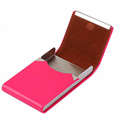 BISI GORO 8 color slim business credit card case Stainless Steel PU leather porta tarjetas Creative name card cigarettes case ► Photo 1/6