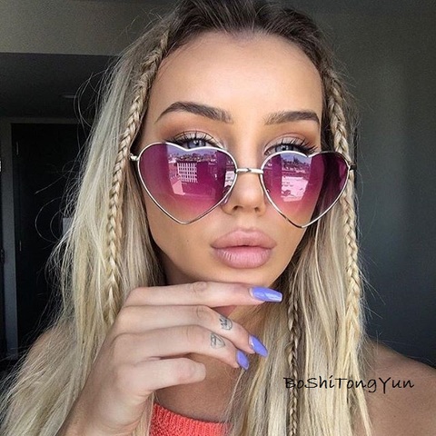 Ladies Heart Shaped Sunglasses metal Women Brand Designer Fashion