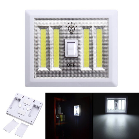 Jiguoor Battery Powered 4 COB LED Switch Night Light Wall Lamp For Kitchen Cabinet Garage Closet Camp Emergency Lamp ► Photo 1/6