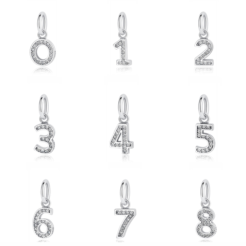 Original 100% 925 Sterling Silver Charm Bead Number One Nine Pendant Charms Fit Pandora Bracelets Necklaces Diy Women Jewelry ► Photo 1/6