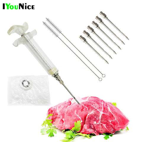IYouNice 20ML/50ML/100ML Barbecue Syringes Stainless Steel Needles Injector Meat Sausage Stuffer Kitchen Tool Meat Injectors ► Photo 1/6