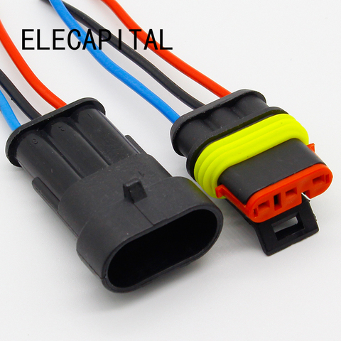 3 Pin Way Sealed Waterproof Electrical Wire Connector Plug Set auto connectors with cable ► Photo 1/4