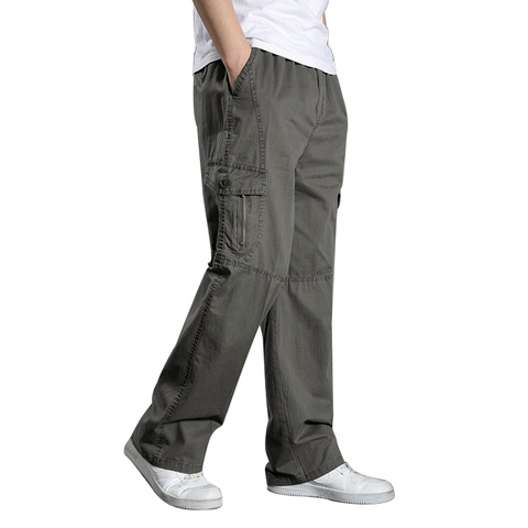 2022 Summer Men Harem Cargo Pants Big Tall Men Casual Many Pockets Loose Work Pants Male Straight Trousers Plus Size 4XL 5XL 6XL ► Photo 1/6