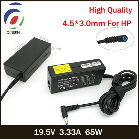 QINERN 19.5V 3.33A 65W 4.5*3.0mm AC Laptop Charger Portable Power Adapter For HP Envy 17 6 14 Pavilion 15 PPP009C 15-J009WM ► Photo 1/5