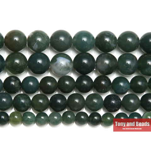 Free Shipping Moss Agates Round Gem Beads 15