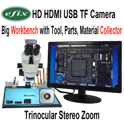 efix 22MP 3.5-90X Soldering Trinocular Stereo Continues Zoom Microscope HDMI USB TF Workbench for Repair iPhone Tools Kits ► Photo 1/1