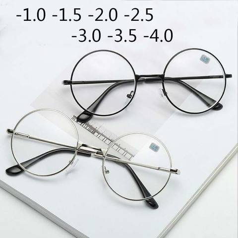 Round Glasses Woman Men Glasses Retro Myopia Optical Metal Frames Clear lens Black Silver Gold Eyeglasses -1.0 -1.5 -2.0 to -4.0 ► Photo 1/6