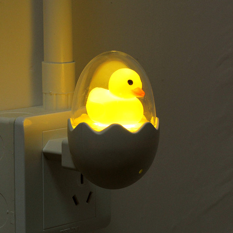Yellow Egg Duck LED Night Light AC 220V with remote control Light sensor cartoon lamp Children's bedroom toilet home lighting ► Photo 1/6
