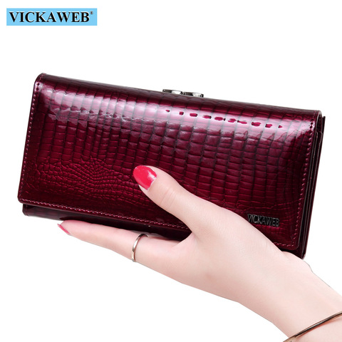 VICKAWEB Long Thick Wallet Female Fashion Alligator Purse Women Genuine Leather Standard Wallets Hasp womens wallets and purses ► Photo 1/6