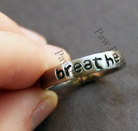 Stainless Steel Awareness Breathe Ring Suicide Depression Awareness Pause Ring Breathe Inspiration Jewelry Strength Gift YLQ0694 ► Photo 1/4