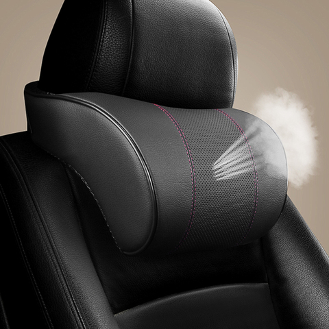 Adjustable Car Headrest Neck Pillow Set Leather Auto Seat Rest Lumbar Protection Black Seat Waist Supports Cushion Memory Foam ► Photo 1/5