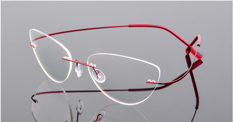 Cat eye titanium rimless Reading Glasses ultra-light women alloy Rimless reading eyeglasses Presbyopic glasses +50 +100 to +600 ► Photo 1/6