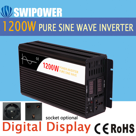 1200W pure sine wave solar power inverter DC 12V 24V 48V  to AC 110V 220V digital display ► Photo 1/2