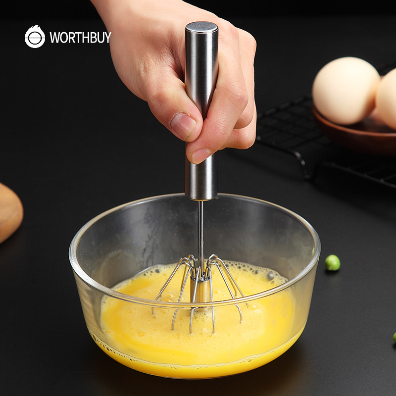 WORTHBUY Semi-Automatic Egg Beater 304 Stainless Steel Egg Whisk Manual Hand  Mixer Self Turning Egg Stirrer Kitchen Egg Tools - Price history & Review, AliExpress Seller - WORTHBUY Official Store