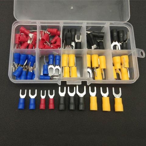 (80PCS 10Kinds) fork terminal Copper Crimp Connector Insulated Cord fork End Terminal set Wire terminals connector ► Photo 1/4