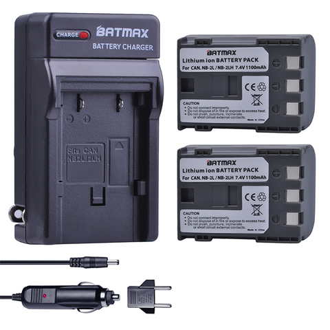 2Pcs NB-2L NB 2L NB2L NB-2LH BP-2L5 1100mAh Rechargeable Li-ion Battery & Charger for CANON camera 350D 400D G7 G9 S30 S40 z1 ► Photo 1/6