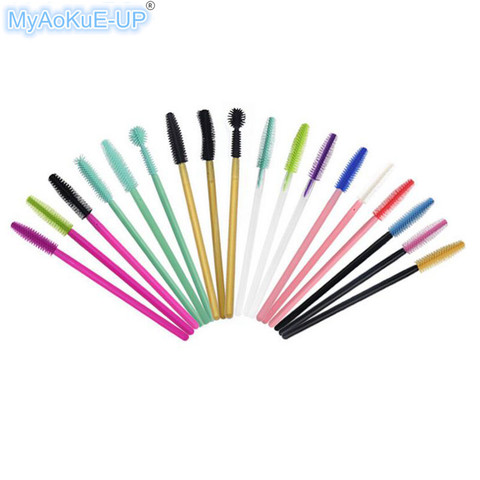 200 pcs/lot Silicone Eyelashes Brushes Mix Colors Disposable Mascara Wands Lashes Makeup Brushes For Eyelash Extension ► Photo 1/6