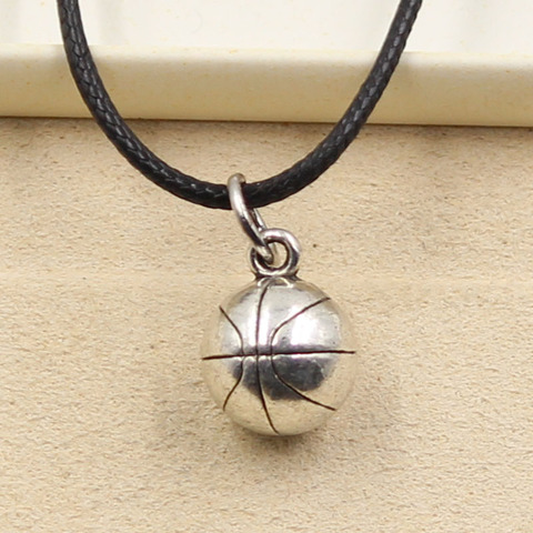 New Fashion Tibetan Silver Color Pendant Basketball Necklace Choker Charm Black Leather Cord Factory Price Handmade Jewelry ► Photo 1/2