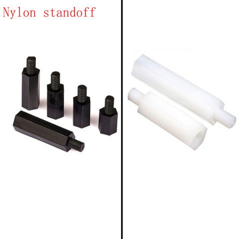 20-50pcs Male to female nylon standoff M2 M2.5 M3 M4*L+6 white black pcb Nylon Standoff Spacer Column Plastic Spacing Screws ► Photo 1/1