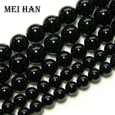 Meihan Wholesale 4-12mm Natural Black agatee Loose Beads Diy Necklace Stone Beads for jewelry making design fashion bracelet ► Photo 1/3