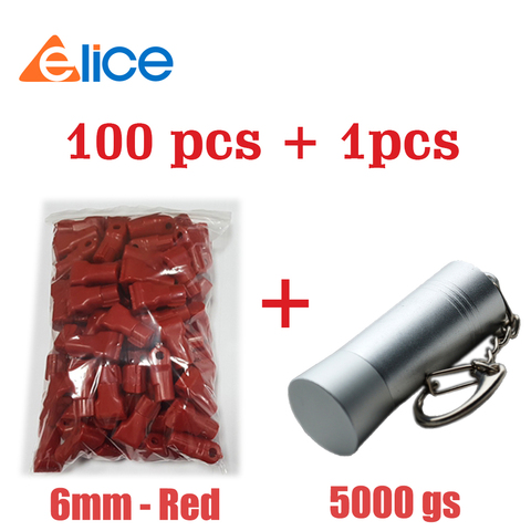 (100+1) Small plastic Anti-theft lock 6MM -Red +Mini magnet hook Key for retails shop ► Photo 1/6