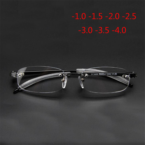 Frameless Finished Myopic Eyeglasses Men Women Rimless Ultralight Frame Short-sighted Eyewear Myopia Glasses 100 ~ 400 Degrees ► Photo 1/6
