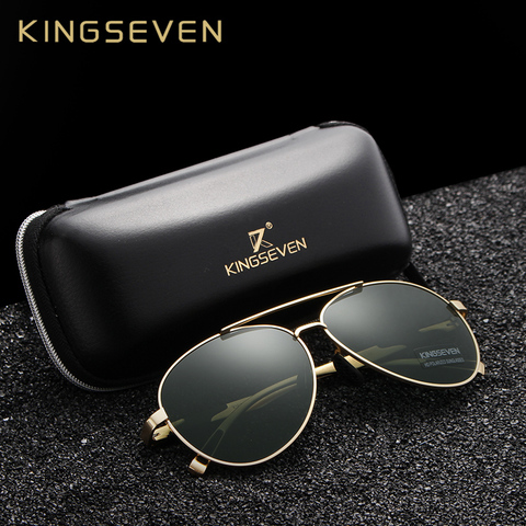 KINGSEVEN 2022 New Aviation Gun Gradient Sunglasses Brand Men Design Sun glasses Polarized HD Aluminum Driving Oculos N7228 ► Photo 1/6