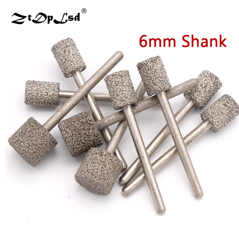 1PCS 3MM Shank Grit 46 Brazed Diamond Grinding Head Cylindrical For Jade Peeling Flat Jaw Stone Engraving Carving Tools Burrs ► Photo 1/6