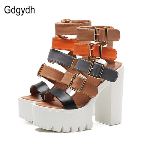 Gdgydh Women Sandals High Heels 2022 New Summer Fashion Buckle Female Gladiator Sandals Platform Shoes Woman Black Big Size 42 ► Photo 1/6