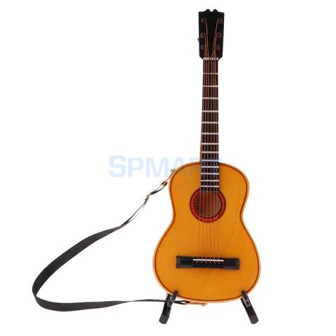 1/6 Scale Handcrafted Wooden Electric Guitar Model With Display Stand Dolls House Miniature Musical Instruments Ornament Toys ► Photo 1/6