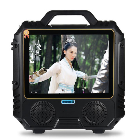 Portable Dual Speakers High Power Bluetooth Speaker Video Player 14 Inch Screen MP3 MP4 FM Karaoke Machine Wireless Microphone  ► Photo 1/1