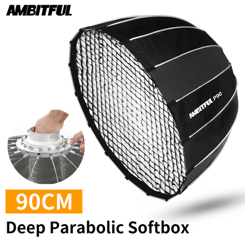 AMBITFUL Portable P90 90CM Quickly Fast Installation Deep Parabolic Softbox with Honeycomb Grid Bowens Flash Speedlite Softbox ► Photo 1/6