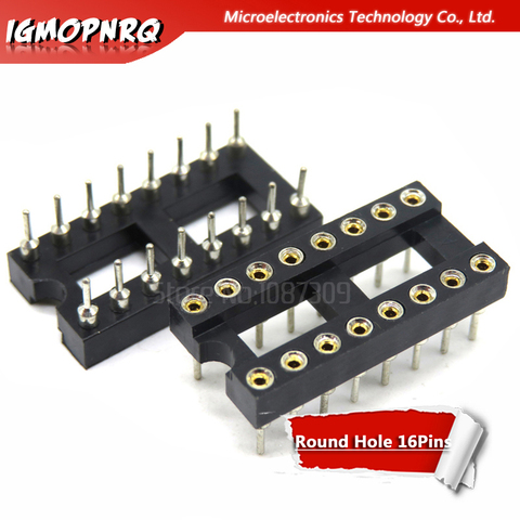 10pcs DIP16 Round Hole 16 Pins 2.54MM DIP 2.54  IC Sockets Adaptor Solder Type 16 PIN IC Connector ► Photo 1/1