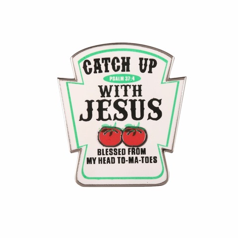 Catch Up With Jesus Christian Lapel Pin Blessed from my Head To-Ma-Toes Badge ► Photo 1/3