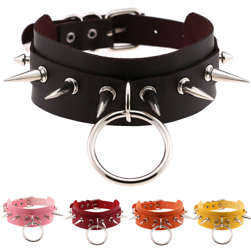 Choker Collar Necklace Ring Tassel Leather Pendant Gothic Punk Bracelet Women